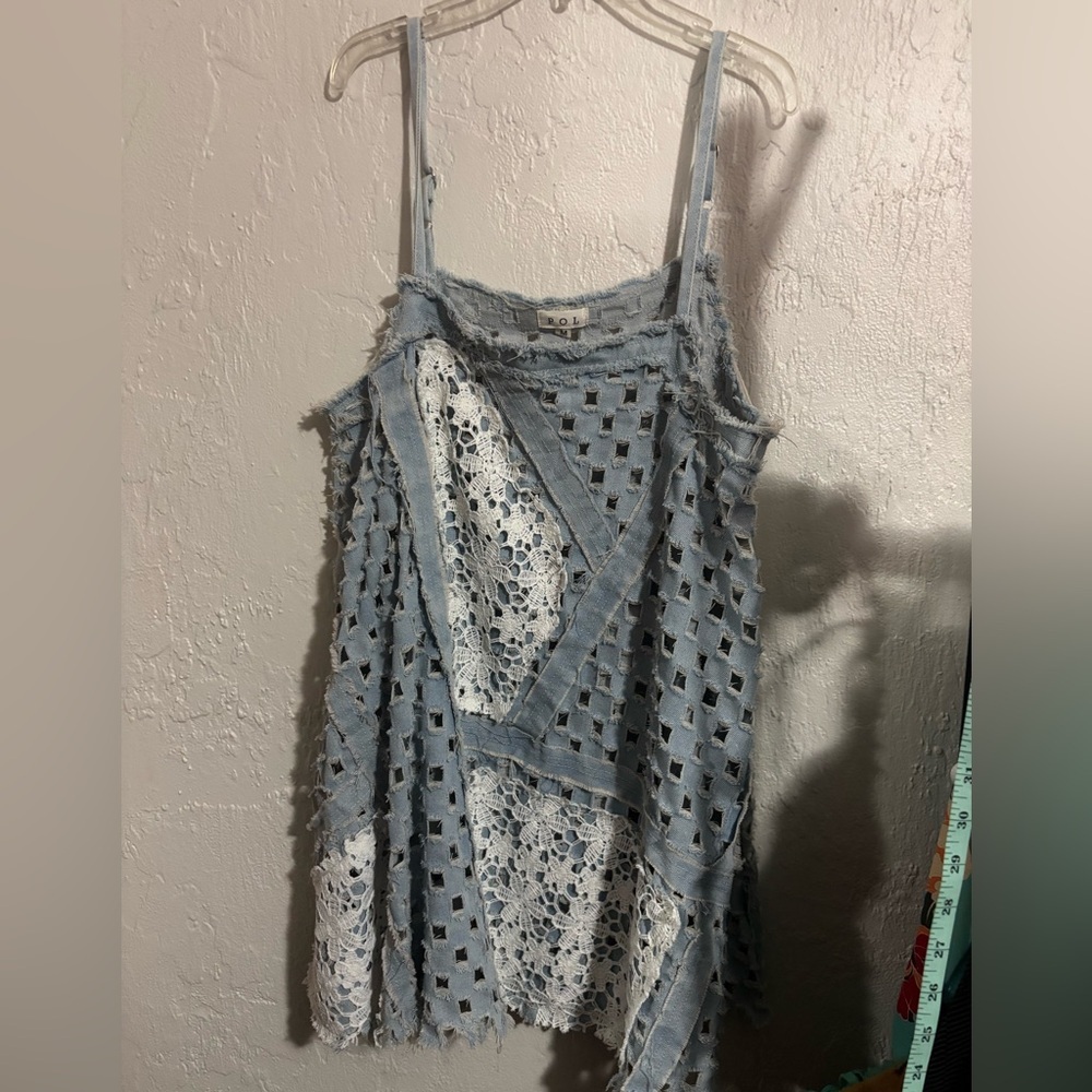 POL Light Blue Crochet Mini Dress - Picture 4 of 8